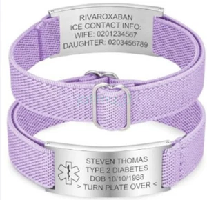 Personalized Medical Alert ID Unisex Bracelet Elastic Emergency Bangle Wristband - Picture 1 of 25