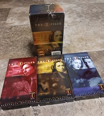 1999 Vintage The X-Files Season 4 3 Tape Box Set VHS Tapes EUC TV Show  - Image 1 of 4