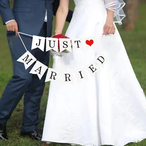 Just Married Car Decorations, Just Married Wedding Banner Set, Just Married Sign - Picture 1 of 12