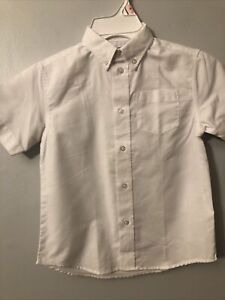 Boys Chaps School Uniform Oxford White Button-Down Shirt Short Sleeve Size 6