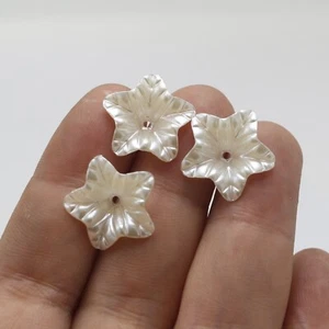 100 Ivory Acrylic Pearl Bead Cap Bellflower Bell Flower Beads 16mm - Picture 1 of 8