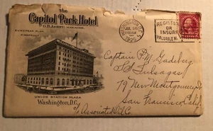 THE CAPITOL PARK HOTEL BRIEFPAPIER & GESTEMPELTER UMSCHLAG 1925 2 CENT BRIEFMARKE - Bild 1 von 9