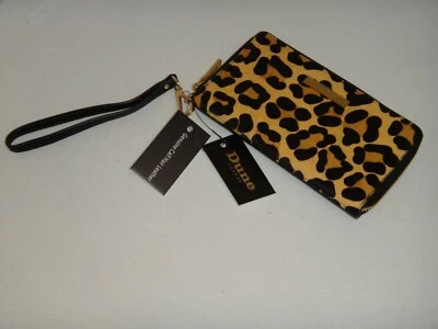 Cartera sin asas DUNE London para mujer muñeca pelo de becerro leopardo cuero negro dorado Foto 1 de 4