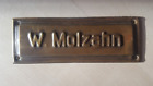 stara wytłaczana mosiężna tabliczka z imieniem tabliczka na drzwi drzwi drzwi wejściowe w. molozahn tabliczka drzwi dobra