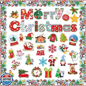 Frohe Weihnachten Pinnwand Deko Set - 83 Teile Weihnachtsausschnitte für B - Bild 1 von 5