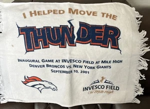 Denver Broncos Thunder Towel September 10 2001 Invesco Field NY Giants SGA - Picture 1 of 5