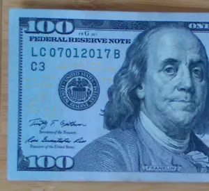 Birthday Note $100 2009 A FEDERAL RESERVE NOTE FANCY SERIAL NUMBER 07 01 2017 - Picture 1 of 3