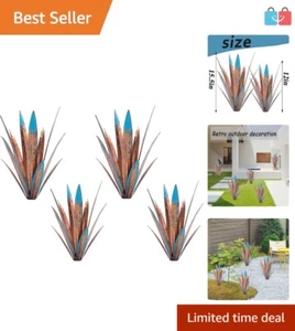 Rustic Metal Agave Sculpture Set - Hand-Painted Tequila Plant Decor 4PCS Outdoor - Picture 1 of 8