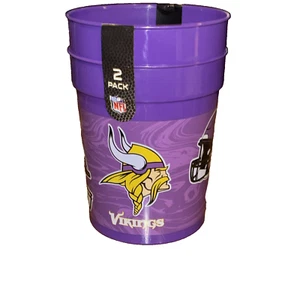 Minnesota Vikings Official NFL Logo Plastic Tumblers Beverage Cups 2-Pack 25 oz - Picture 1 of 5
