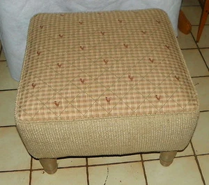 Beige Chicken & Rooster Print Footstool / Stool / Ottoman / Coffee Table (FS162) - Picture 1 of 6