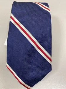 TOMMY HILFIGER Men's Neck Tie Silk Blend Blue with Red White Stripe NWT - Picture 1 of 4