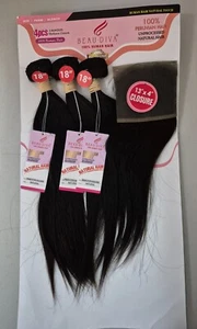 Beau Diva Peruvian Human Hair 3Bundles with 13''x 4'' Lace Frontal Straight - Picture 1 of 1