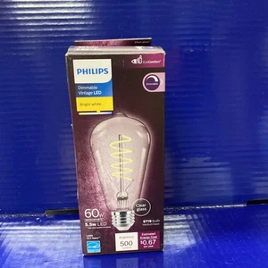 PHILIPS LED Vintage Flicker-Free Clear Spiral ST19 Dimmable 500 Lumen - Picture 1 of 4