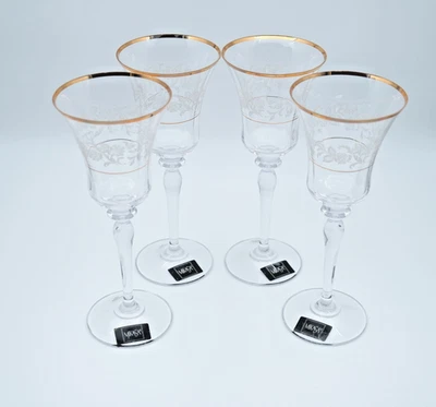 Juego de copas de encaje antiguas vintage Mikasa Austria de 4/9 pulgadas/borde floral dorado Foto 1 de 4