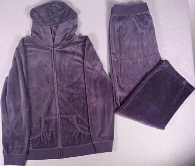 Chándal Hecho para la Vida -XL Chaqueta con Capucha de Terciopelo Púrpura con Cremallera -L Pantalones con Cordón Foto 1 de 4