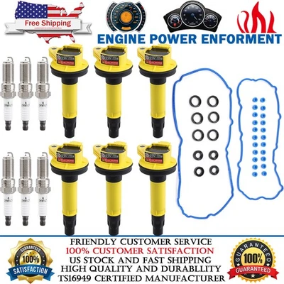 Paquete de 6 bobinas de encendido y bujías y junta de válvula para Ford Mustang Explorer UF553 Foto 1 de 4