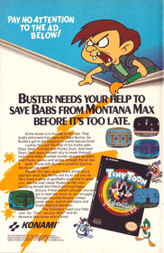 1992 Tiny Toon Adventures Nintendo NES Vintage PRINT AD - Video Game Cartoon Art