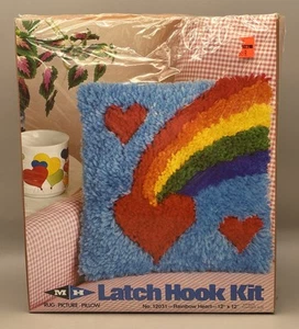 Vintage MH Yarns Inc Rainbow Heart Latch Hook Kit 12 X 12 M12031 NIB - Picture 1 of 8