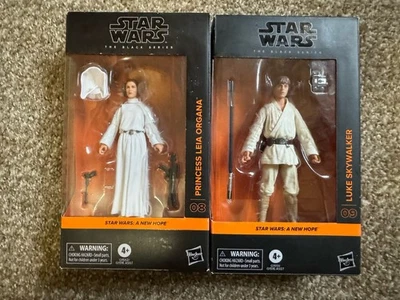 Figuras Star Wars Black Series A New Hope Princesa Leia Organa e Luke Skywalker - Imagem 1 de 4