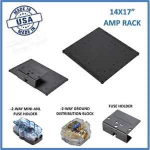 Amp Rack Amp Holder Amp base 14x17 + Fuse Holder & bass processor base car audio - Picture 1 of 13