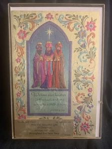 Tarjetas de Navidad Paramount Three Kings de colección de 18 quilates Acentos florales coloridos - Imagen 1 de 11
