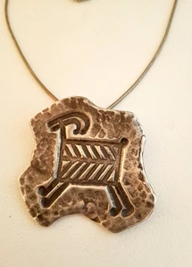 Vintage Sterling Silber Widder Handwerker Anhänger Halskette signiert NC 87 51 Modernist - Bild 1 von 11