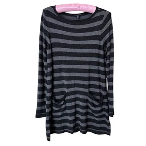 EILEEN FISHER Italian Yarn Sweater Sz Small Stretch Tunic Dress Striped Pockets - Picture 1 of 10