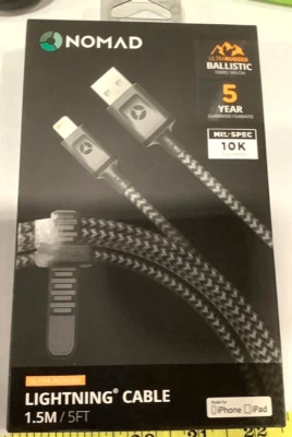 NEW Nomad 5' ft Ultra Rugged USB Cable for Apple Devices Braided Nylon Sync 5FT - Image 1 of 3