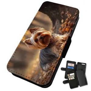 Printed Silicone Flip Mobile Phone Case Cover For iPhone Yorkshire Terrier Cute - Picture 1 of 4