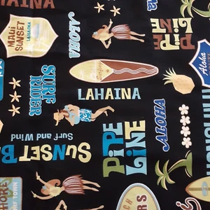 Cotton Sewing Fabric Lahaina Maui Hawaii Kailua Hula Honolulu Quilt Crafts 2.75y - Picture 1 of 4