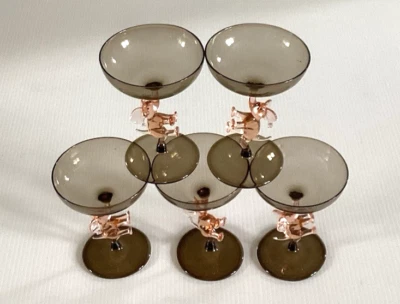 Rare Set of 5 Bimini Art Deco Fritz Lampl Elephant Cordial Glasses Austria 1930s - Image 1 of 4
