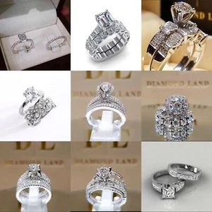 Cubic Zirconia Elegant Jewelry Women Wedding Ring Size 6-10 Rings - Picture 1 of 46