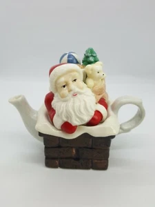 Santa Going Down Chimney With Bag Of Toys Tea Pot Very Cute - Picture 1 of 12
