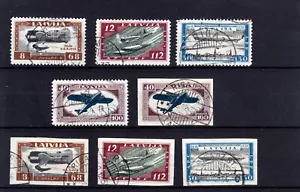 LATVIA 1933 AIR MAIL Mi 228 A-231 A, 228 B-231 B; € 600,- USED FINE - Picture 1 of 1