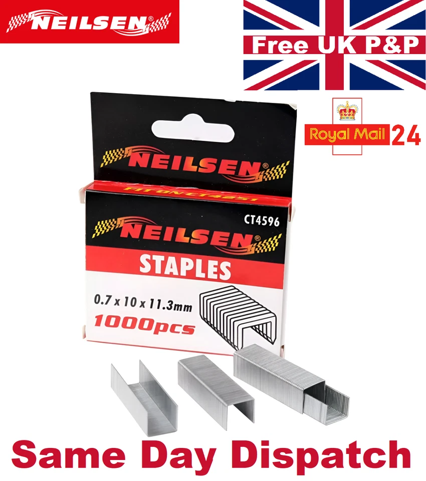 10mm Grapas Para Pistola Tapicería 0.7 Grosor de Alambre 11.3mm 1000 Piezas 4596 - Imagen 1 de 1