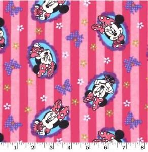2/3 Yard Disney Minnie Mouse Pink Stripe Flannel Fabric