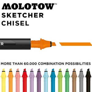 Cartucho de tinta Molotow Sketcher punta de cincel 2-5 mm pluma de repuesto pluma de tinta Aqua Pro pluma - Imagen 1 de 125