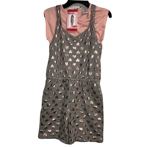 Blush by Us Angels Girl Medium 10/12 Grey Pink 2 Piece Romper T-Shirt Set NWT - Picture 1 of 9
