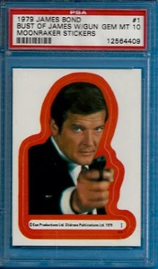 1979 James Bond "MoonRaker" Sticker #1 James Bond "Roger Moore"  Psa 10 - Picture 1 of 2