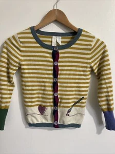 MATILDA JANE PAINT BY NUMBERS FUN BUTTON  CARDIGAN SWEATER GIRLS SZ 6 - Picture 1 of 3