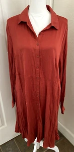 NWT Torrid Plus Size 1 14/16 1X Rust Challis Collared Button Front Shirt Dress - Picture 1 of 8