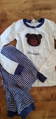 Pijama de oso de peluche suave Pottery Barn Kids Sherpa LS Pjs azul guinga HANNAH 6  Foto 1 de 4