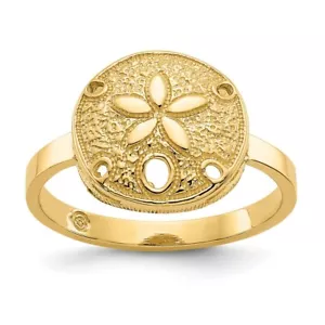Real 14kt Yellow Gold Polished Sand Dollar Ring S:7 - Picture 1 of 7