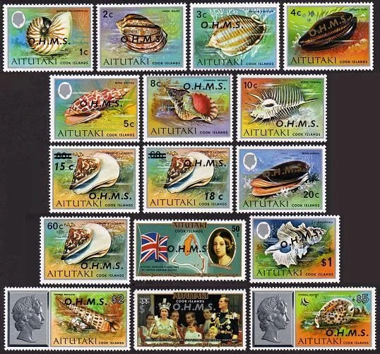 Aitutaki O1-O16, MNH. Michel D1-D16. Official 1978-1979. O.H.M.S.Pacific Shells. - Image 1 of 1