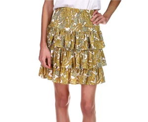 MICHAEL MICHAEL KORS Womens Yellow Smocked Tiered Hem Mini Skirt Sz.Large/EUC! - Picture 1 of 10