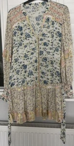 River Island Floral Short Pastel Dress Frill sleeves Large - Picture 1 of 12