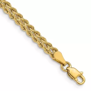 14k Yellow Gold 3.75mm Double Strand Rope Chain Bracelet 8" for Women 4.88g - Picture 1 of 3