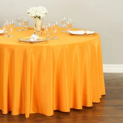 120 in. Round Polyester Tablecloth for 60 in. Table, 33 Colors for Wedding Party - Image 1 of 4