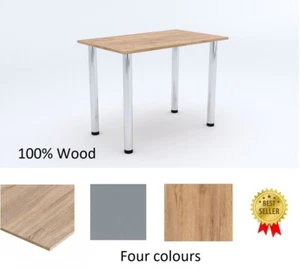 Dining Table Solid Oak Wood Kitchen Furniture Metal Legs Moder - Picture 1 of 66