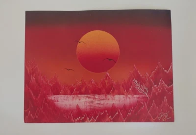 原版复古喷漆艺术超现实风景 - 签名 — 第 1/2 张图片